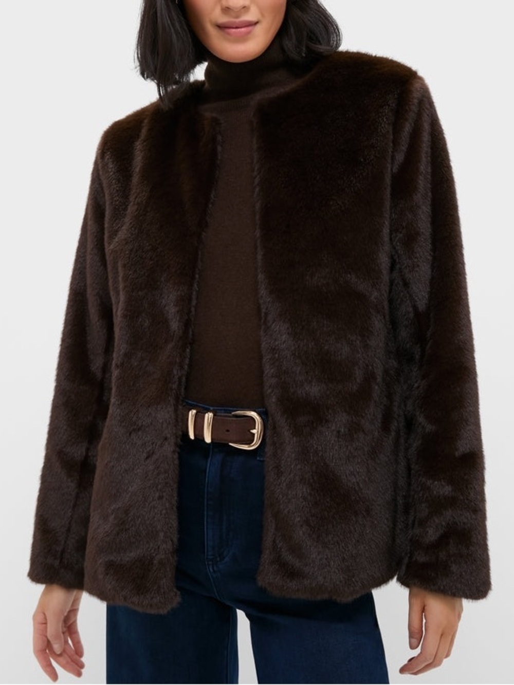 Line & Dot Cassidy Dark Brown Faux Fur Jacket Coat NWT Small